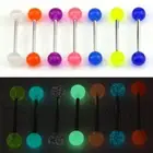 7PCS/Set Glow In The Dark Luminous Barbell Tongue Rings Body Piercing Jewel FT