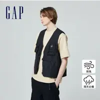 在飛比找momo購物網優惠-【GAP】男裝 防風防雨工裝背心外套-黑色(877479)