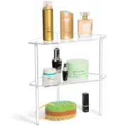 2 Tier Corner Shower Bathroom Organizer Countertop Shelf Acrylic Table Vanity