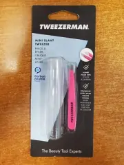 Tweezerman Mini Slant Slanted Tweezer With Case Neon Pink E12B