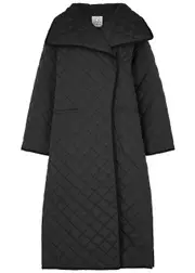 Totême Black Quilted Longline Shell Coat - XS XS