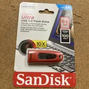 SanDisk Ultra 64GB USB 3.0 Flash Drive Write Speed Up To 100MB/s - New - Sealed