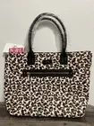 NWT Trina Turk Tote Bag Purse Leopard Print W/ Detachable Strap Vegan Leather