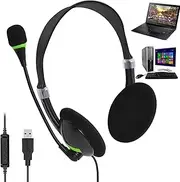 USB Headset with Microphone Noise Canceling, USB Wired PC Headphone, Lightweight Computer Headset for Business Conference, Call Center, Phone and