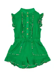 Zimmermann Kids Junie Ruffled Cotton Playsuit - Green - 04YR (4 Years) 04YR (4 years)