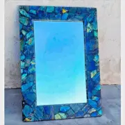 Labradorite Stone Mirror – 12"x18" | Handmade Decorative Wall Mirror | Unique Ba