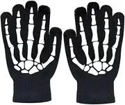 [GALPADA] 1 Pair Skeleton Pattern Luminous Gloves for Halloween Parties Night Cycling Glow Dark Comfortable Knit Gloves Unique Design for Masquerade Outdoor Sports present
