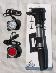 Bike Light Set, Super Bright USB Rechargeable Bicycle Lights, Waterproof & Pump