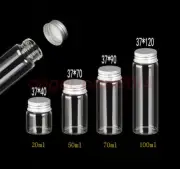20ml 50ml 70ml 100ml Dia:37mm Clear Glass Bottle Screw Aluminum lid Borosilicate