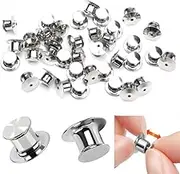 Jindizi 60Pcs Locking Pin Backs for Enamel Pins - Locking No Tool Required - Suitable for Brooches, Badges, and Lapel Pins(Silver)