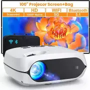 5G WiFi Bluetooth Native 1080P Portable Projector-12000 Lumens 4K Support, 300"