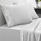 1000TC Single Premium Flat Bed Sheet Super Soft Egyptian Cotton Silver Color