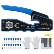 RJ45 Crimp Tool Kit, Cat5e/Cat6/Cat6a Ethernet Crimper Crimp Pliers for 8-Pin Modular Plugs with 20pcs Pass-Through Connectors and Covers, Wire Stripper and Network