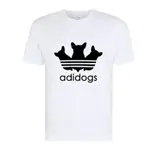 ADIDOGS T 恤，狗動物愛好者模仿搞笑派對女士男士禮物 T 恤，有趣的鬥牛犬法國香腸狗 T 恤