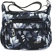 [LYF] Womens Nylon Floral Shoulder Bag Crossbody Bag Messenger Bags Travel Handbags With Adjustable Strap Waterproof