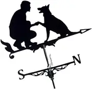 Weathervane Man Dog Weather Vane Decorative Garden Yard Wind Direction Indicator Farmhouse Weather Vane