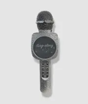 Wireless Express Silver Bling Karaoke Microphone/Bluetooth Speaker All-In-One