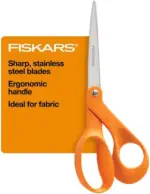 Fiskars 8” Original Orange-Handled Stainless Steel Scissors, Ergonomic and Keeps