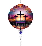 Cross Swirly Metal Wind Spinner Personalized, Yard Decoration, Faith Wind Spin