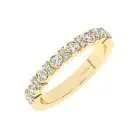 3.00 MM ,100% Natural Round Cut Diamond Half Eternity Ring 18K Yellow Gold