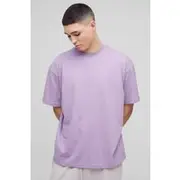 Mens Purple Oversized Basic Crew Neck T-shirt