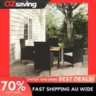 Outdoor Dining Set 5 Piece Cushions Black Cream White Rattan Table 4834