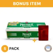 Premier Menthol Flavor Filtered Cigarette Tubes - King Size 5 Pack & Bonus Case