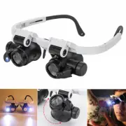 Head-Mounted Magnifying Glass Headband Light 2 LED Lamp Jeweler Loupe Magnifier