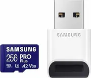 SAMSUNG PRO Plus microSD Memory Card + Reader, 256GB MicroSDXC, Up to 180 MB/s, Full HD & 4K UHD, UHS-I, C10, U3, V30, A2 for Android Phones, Tablets, GoPRO, DJI Drone, MB-MD256SB/AM, 2023