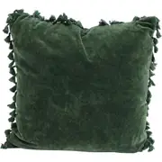 LVD Velvet Tassels Cushion Pillow Sofa/Couch Home Decor 50x50cm Square Moss