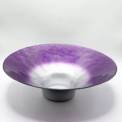 NWT Rare Vintage Portmeirion Dusk Pearlescent 13.5" Flare Aubergine Silver Bowl