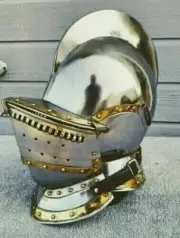 Medieval Bergonet Helmet knight Armour Brass Acceent