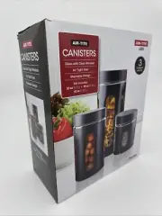 Diamond Home Air-Tite Canisters Set Of 3 Black