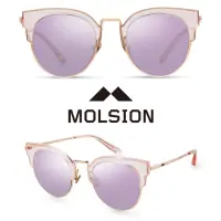 在飛比找momo購物網優惠-【MOLSION 陌森】摩登流行復古時尚貓眼大框太陽眼鏡(M