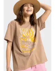 [Roxy] Sunny Oversized Enzyme Wash T-shirt in Brown