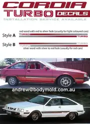 Mitsubishi Cordia Turbo striping kit. CORDIA words available too.