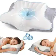 Cervical Ergonomic Memory Foam Pillow for Sleeping Cooling Side Sleeper Pillow for Neck Support Contour Orthopedic Bed Pillow for Back Stomach Sleepers