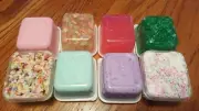 Slime Lot 8 MYSTERY (20 oz Total) Scent Foam Cloud Fluff Butter Fish Bowl Charms