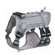 Adjustable Tactical Dog Harness Vest With Handle For Medium Large Dogs-Gray