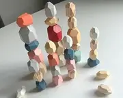 36-Piece Wooden Stacking Blocks & Balancing Stone Rocks Set