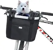 RAYMACE Bicycle Basket Dog Bike Handlebar Basket Front,Folding Detachable Quick Release Easy Install,Cycling Picnic Bag