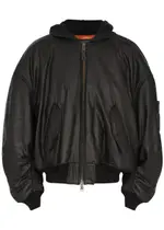 Balenciaga Diy Metal Hooded Leather Bomber Jacket - Black - M M