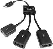 AU Micro USB HUB Male to Female Double USB 2.0 Host OTG Adapter Cable