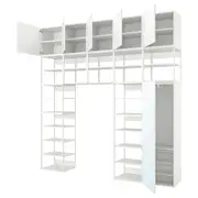 PLATSA wardrobe w 6 doors, white STRAUMEN mirror glass/FONNES white, 300x42x301 cm