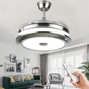 42" Retractable Ceiling Fan 3-Speed Remote 3-Color Chandelier LED Light Fixtures