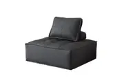 MIUZ 1pc Large Modular Sofa Lounge Chair Tofu Sofa Armless Seat PU Leather Couch Seat