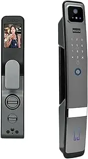 Tuya WiFi 3D Face Recognition Electronic Lock Biometrics Fingerprint Lock Smart Door Lock Key Card NFC Camera Electronic Lock Slimline Design(24-240R) Aqiong