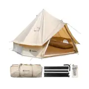 Canvas Tent Bell Tent Glamping Tent, 4 Seasons Yurt Tent for Camping 3M/4M/5M...