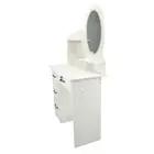 Vanity Desk With Round LED Lighted Mirror Makeup Vanity Dressing Table New