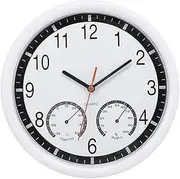 Wall Clock Newest Quartz Stone Clock Silent Wall Clock Accurate Thermometer Humidity Indoor Outdoor Pool Patio Living Room/Showroom/Hotel (Color : White)